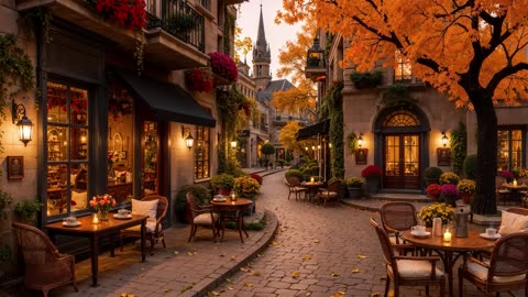 Smooth Jazz Music Autumn Street Coffee Shop Ambience