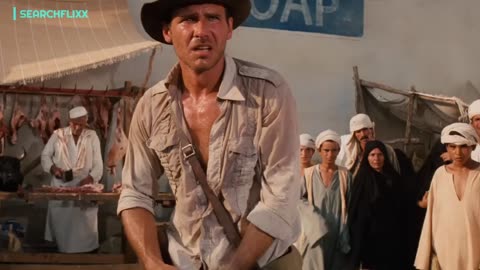 Harrison Ford was sick during this scene, he suggested, ‘Why don’t I just shoot the guy?