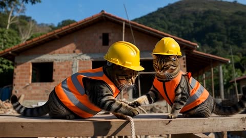 Funny Cats at Work 😂🐱 | This Went Totally Wrong!” “Cats Trying to Work on a Construction