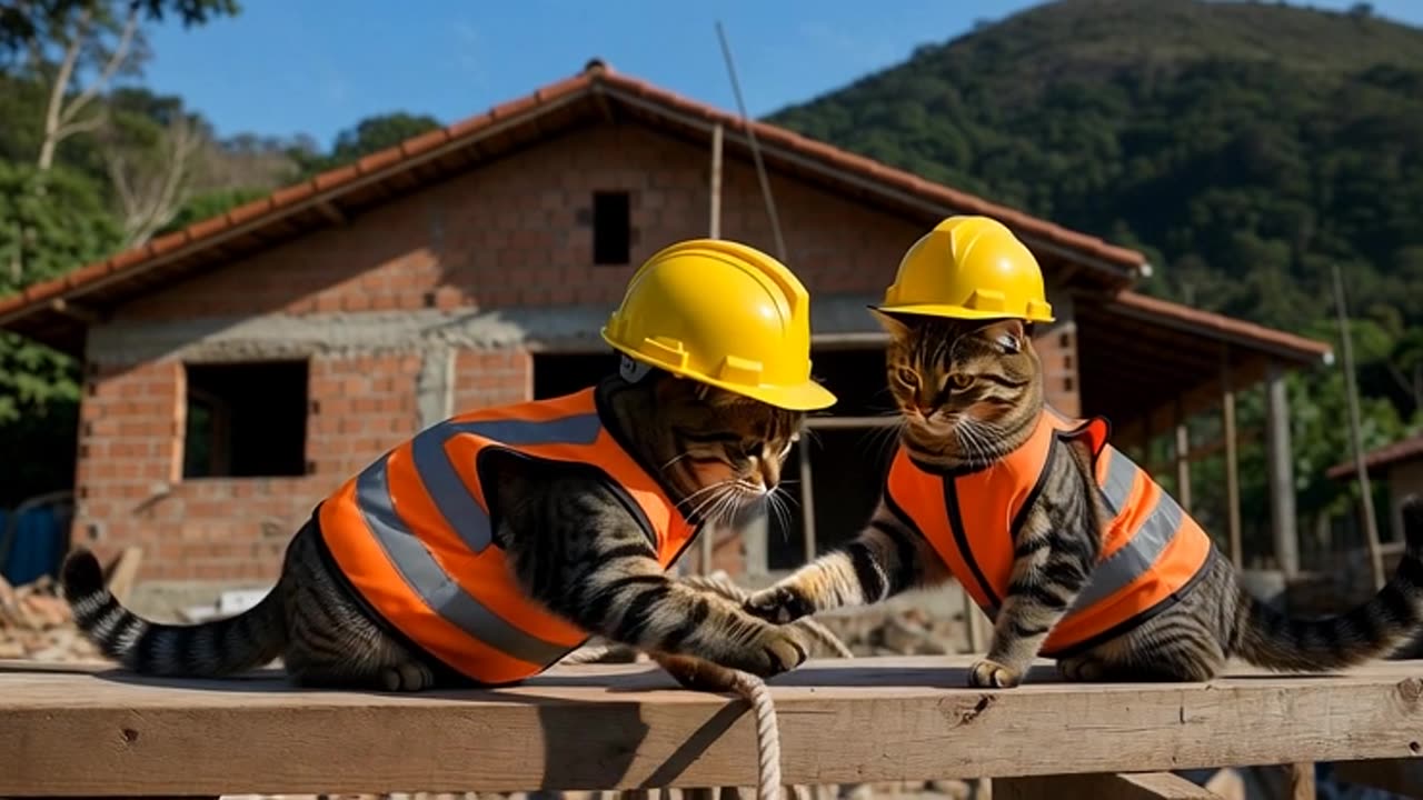 Funny Cats at Work 😂🐱 | This Went Totally Wrong!” “Cats Trying to Work on a Construction