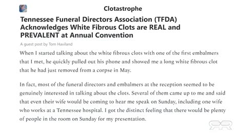 Reese Report - 70% of Tennessee Embalmers Still Seeing Death by Clot Shot