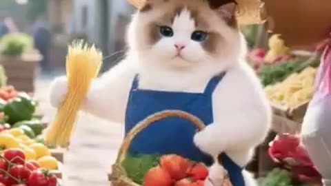 Funny Cat Learns to Cook Spaghetti & Meatballs!