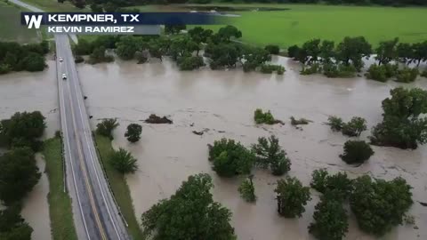 The Lampasas River in Texas spiked 30 feet in the wake of torrential rain