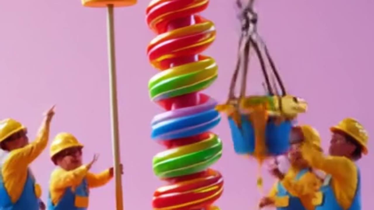 Mini Workers Build a Candy Towe