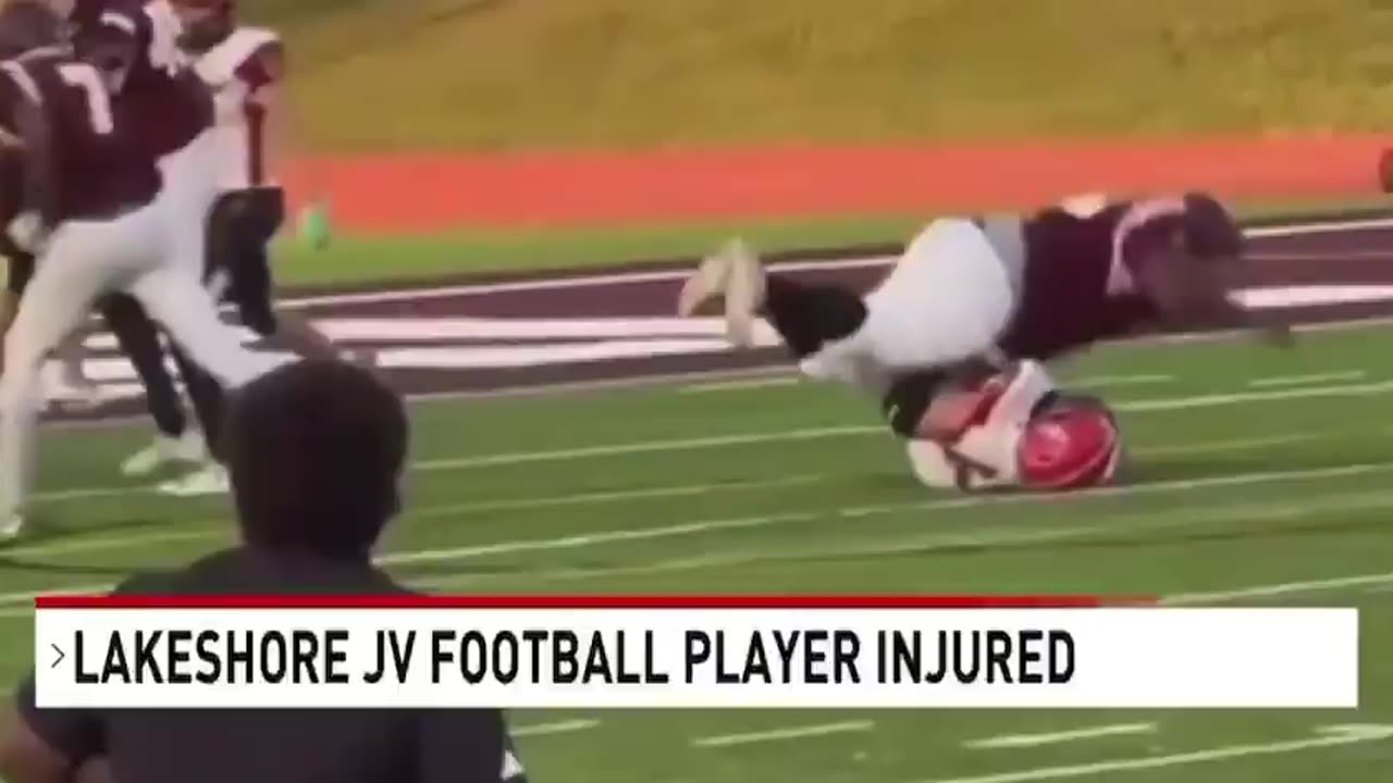 Horrific moment high school football player fractures rival's spine
