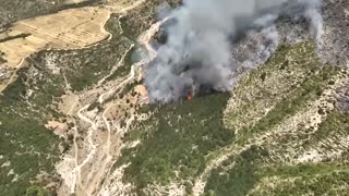 Drone thermal imaging shows wildfires spreading in Albania