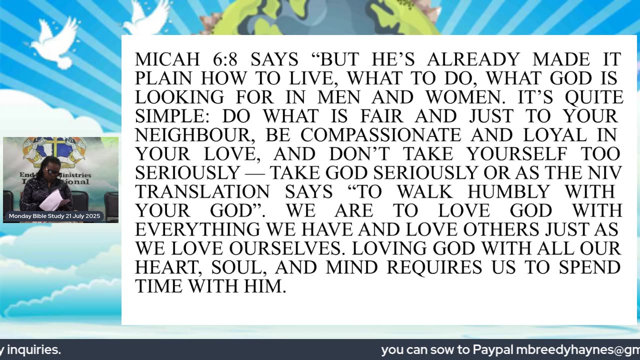 Monday Bible study 21st July 2025