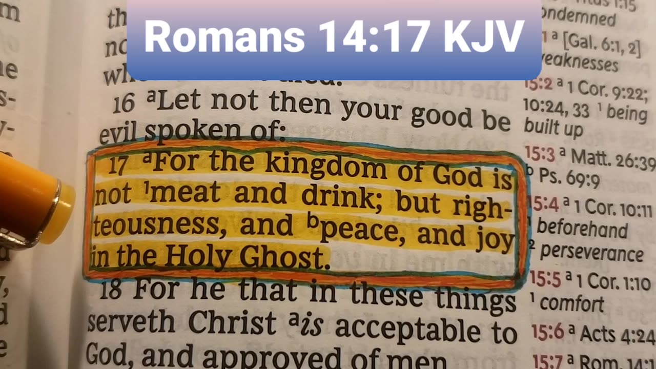 For the kingdom of God is not meat and drink; but righteousness, and peace,