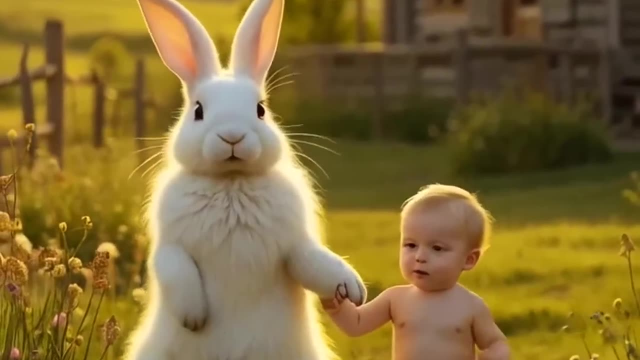 Rabbit saves a baby squirrel that was separated from its mother🐿🐇♥️ #Rabbit_Rescue #Cute_Animals