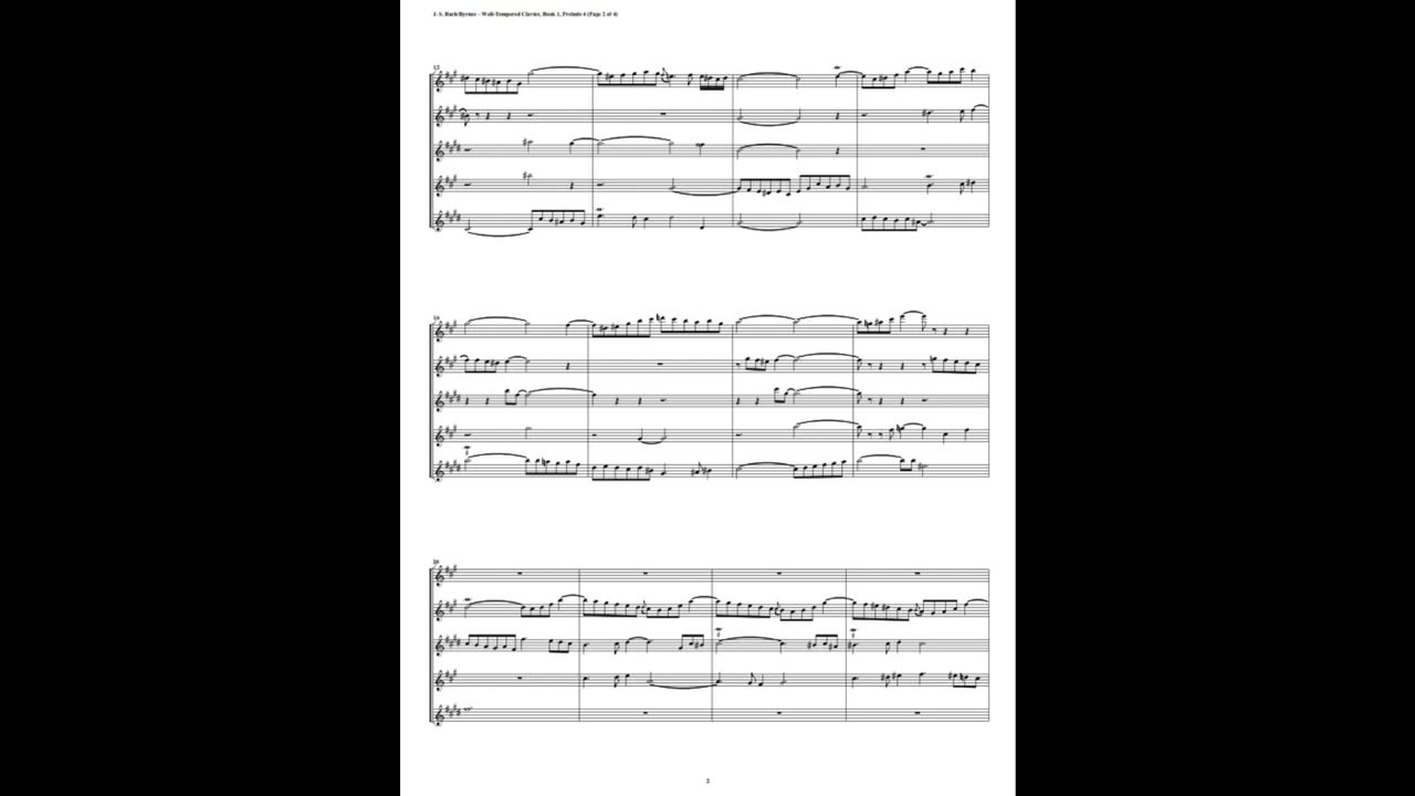 J.S. Bach - Well-Tempered Clavier: Part 1 - Prelude 04 (Saxophone Quintet)