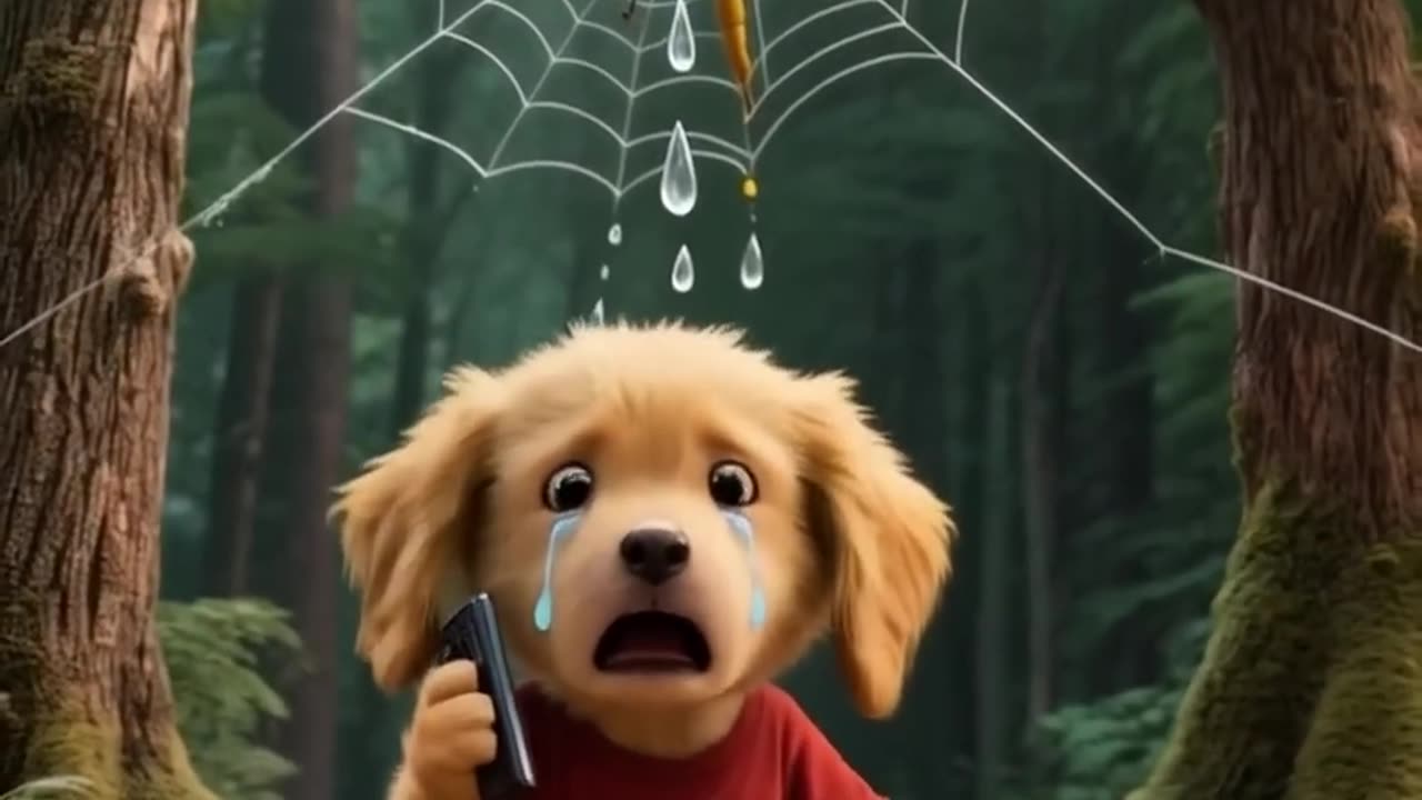 The poor puppy rescue dragonfly out of spider web #puppy #rescue #dragonfly #animals #funnyaas