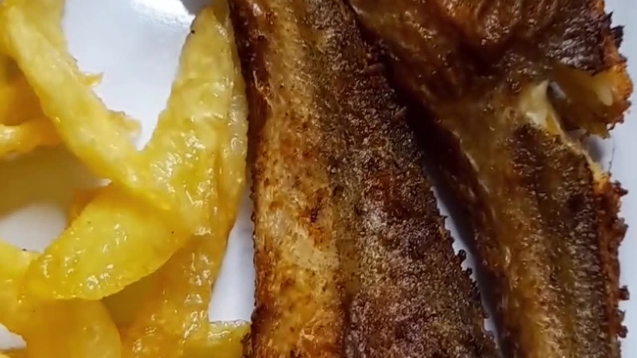 Fried Fish with Home-Made Salad and Chips