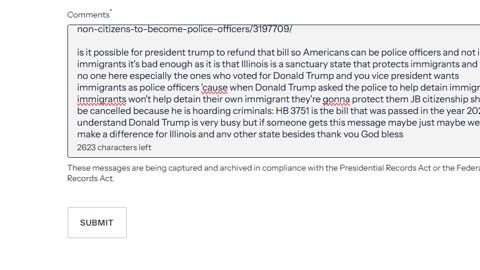 Message to the vice president of the United states
