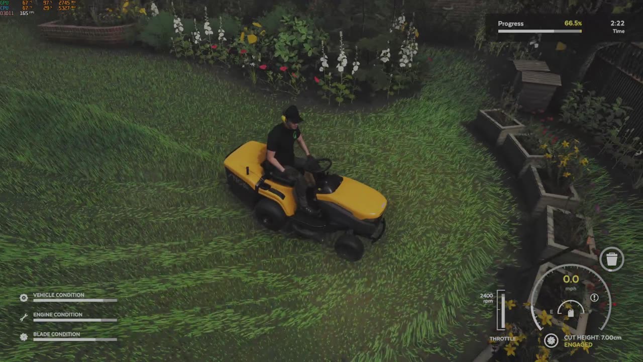 chilling mowing lawns
