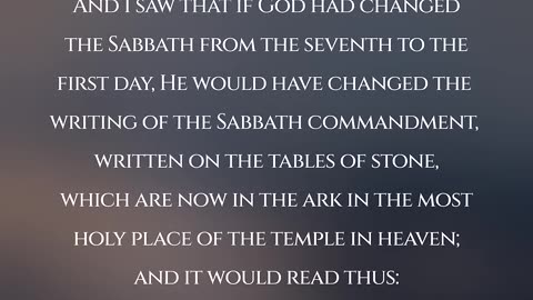REMEMBER THE SABBATH