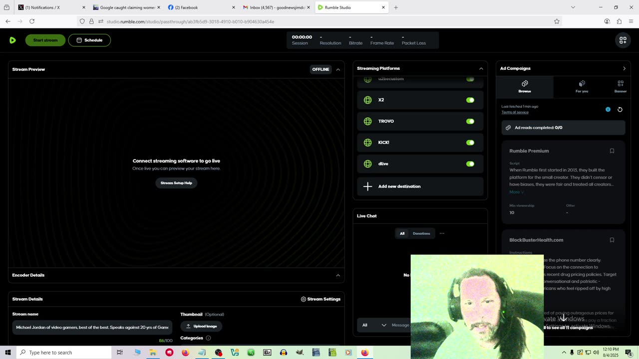 Stream to all platforms at once, and they can't ban you!
