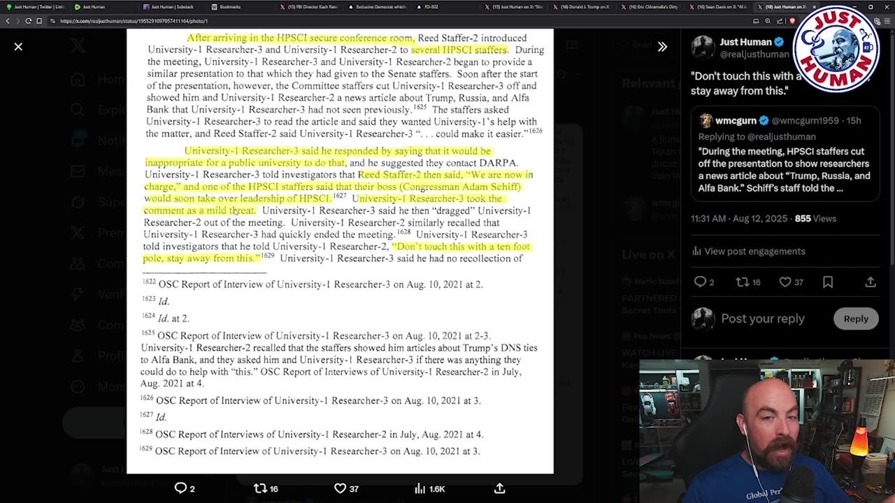 Just Human #332: FBI Memos Reveal Scheme By Schiff And HPSCI to "Topple" Trump; Judge Denies DOJ Unsealing of Maxwell Grand Jury Material
