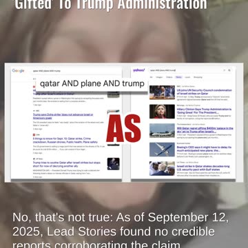 Fact Check: NO EVIDENCE Qatar Demanded That U.S. Return Plane 'Gifted' To Trump Administration
