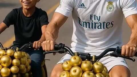😭 Poor Ronaldo and his son were mocked by Messi for not having cool bikes #football #messi #ronaldo