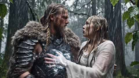 Rain Soaked Embrace: Viking Warrior and His Beloved, AI Video