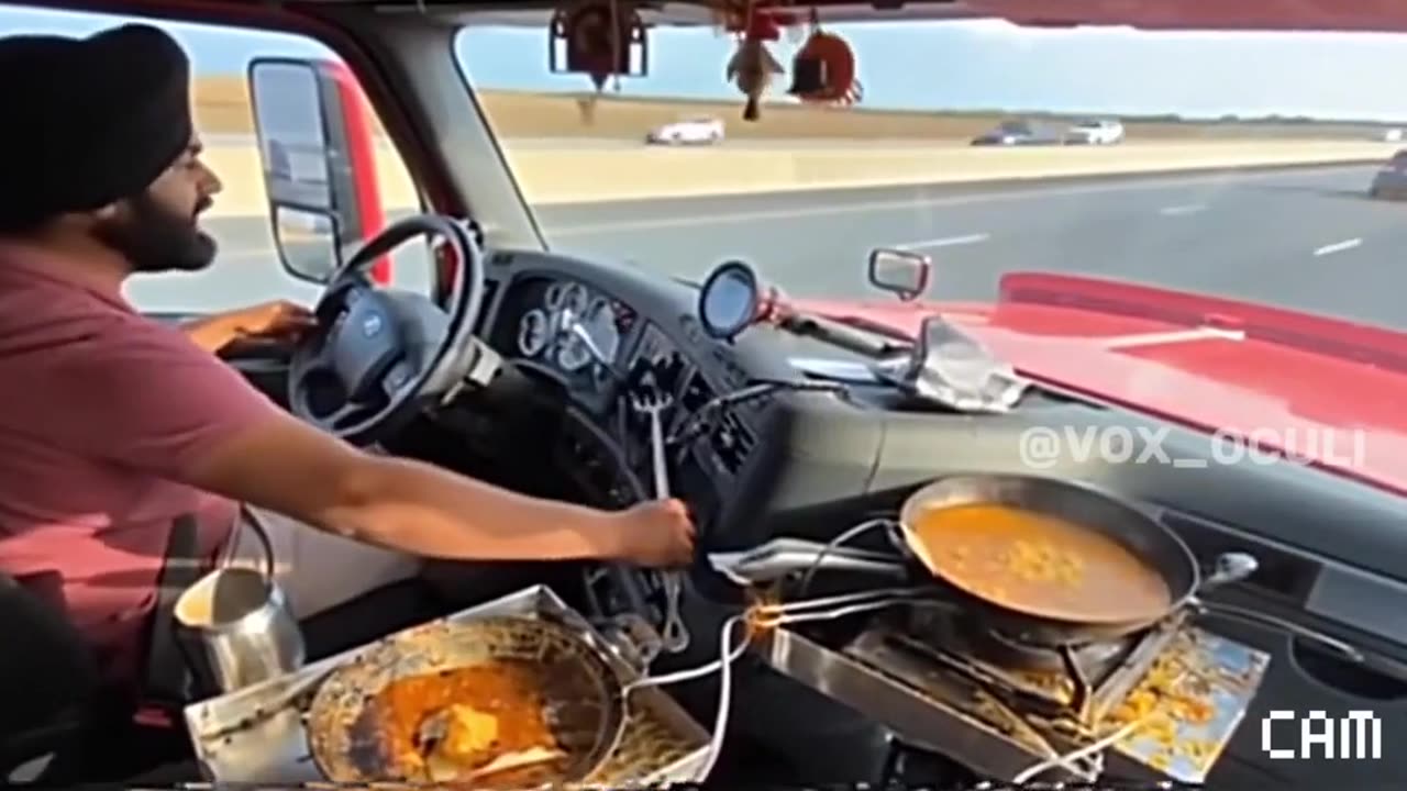 Fact Check: Unrelated Video Of Truck Driver Cooking Curry NOT Dash Cam Before California I-10 Crash