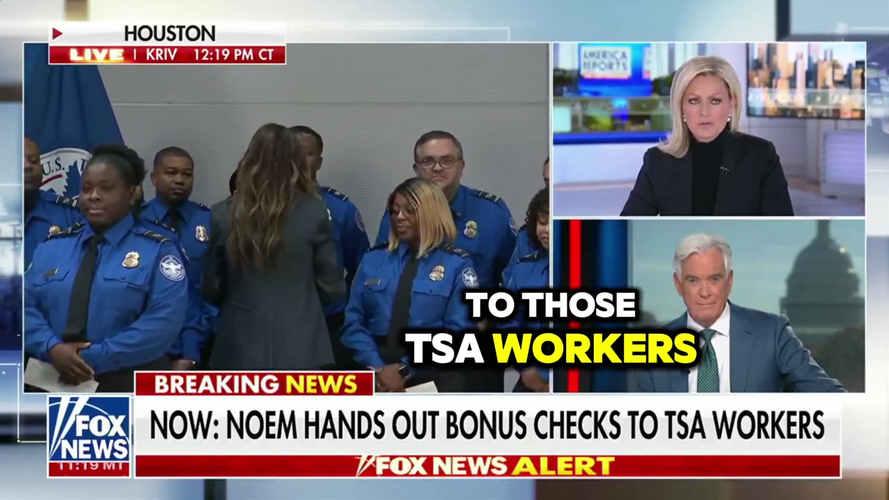WATCH: Kristi Noem Awards $10K Checks to TSA Staff Who Worked Through the Shutdown