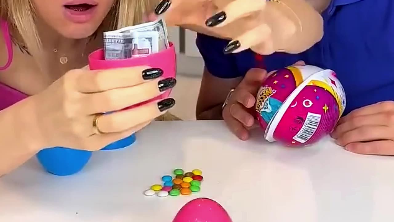 Couple's cube sweet challenge with fake candy money....#kidy #kidy #kidy