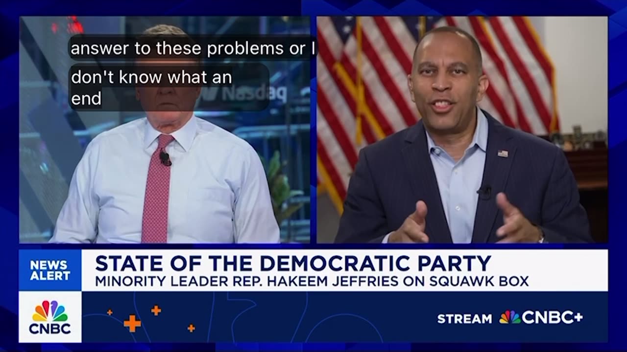 Hakeem Jeffries confronted on Squawk Box