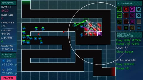 Vector TD: map BEGINNER: SWITCH BACK. Tower defense, playing PSP on Linux, through Lutris - PPSSPP