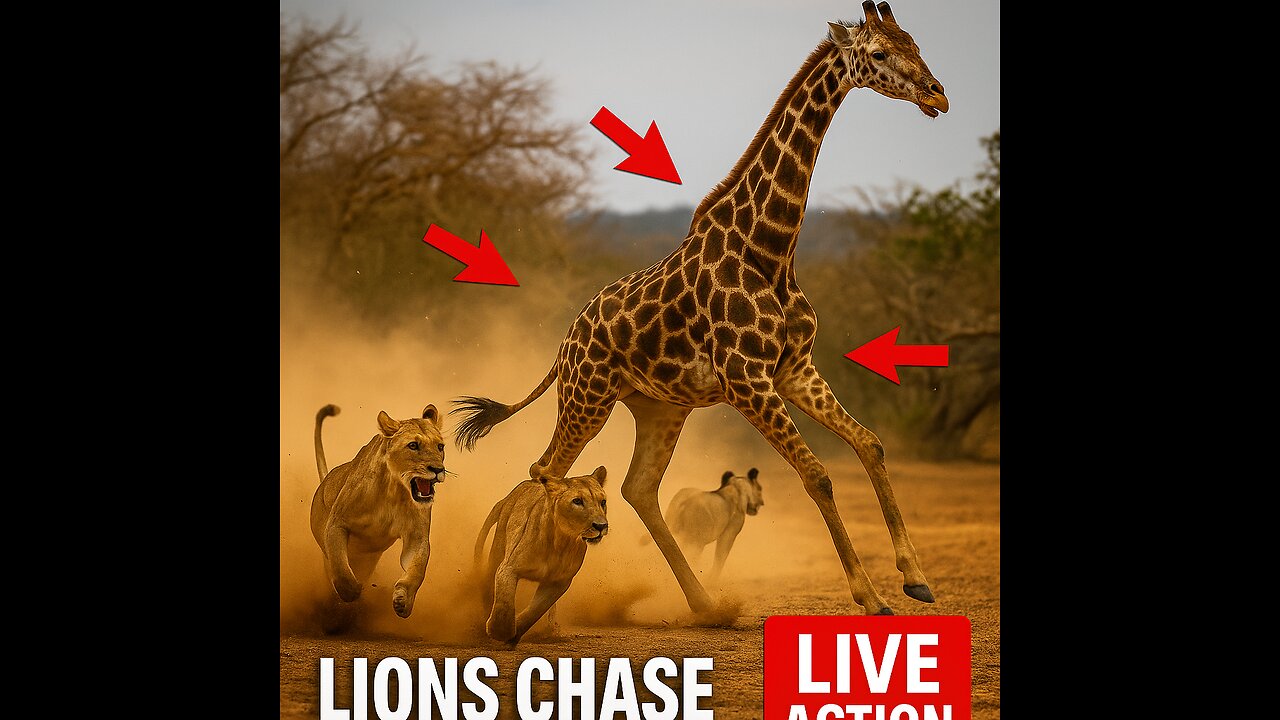 "Lions Team Up to Hunt a Giant! Giraffe Chase You Have to See to Believe!"