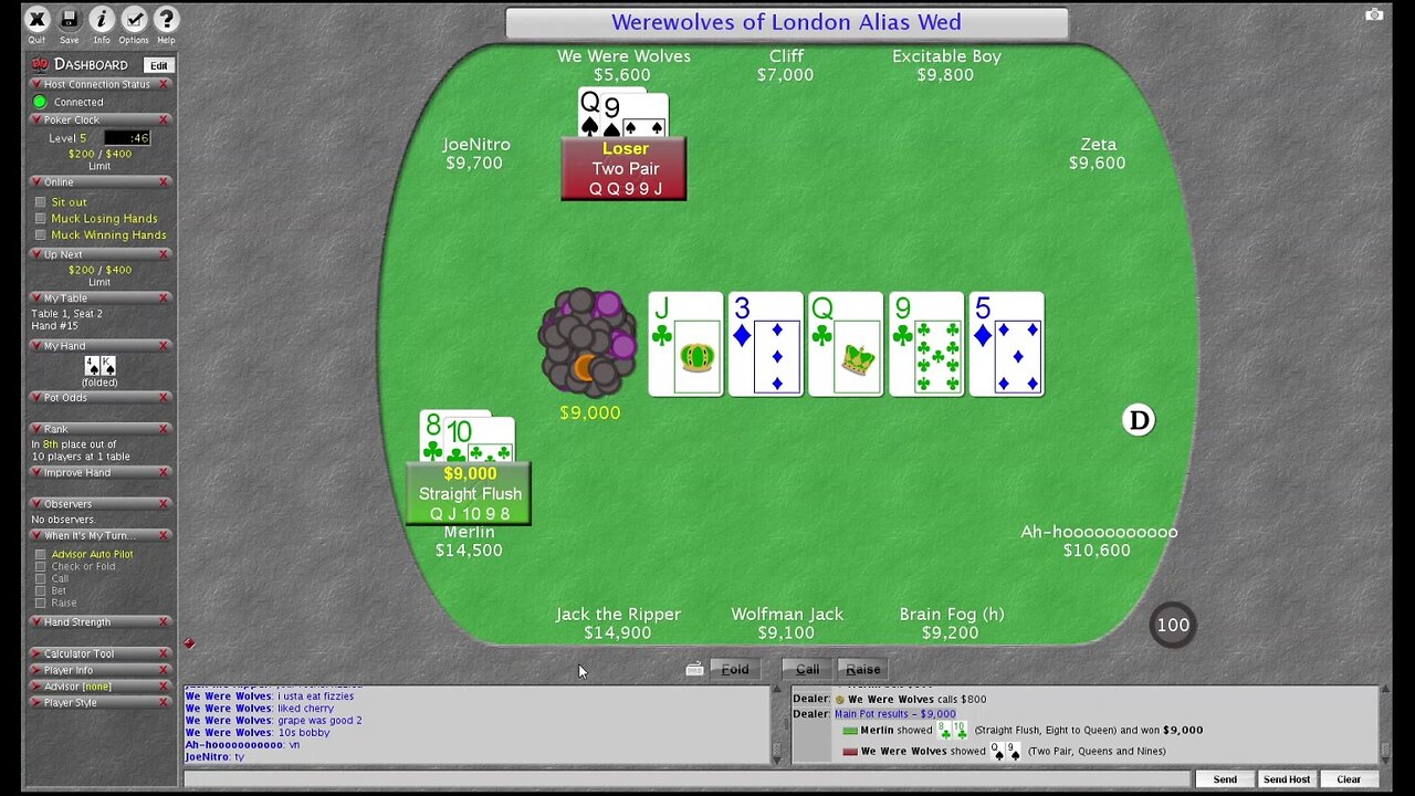 straight flush...(Thank You Hagan For The Action)