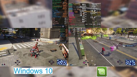 Marvel's Spiderman 2 Windows 10 Pro Vs Linux Mint Comparison -No Commentary- Dual Booted PC