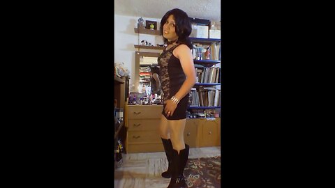 Mexican Crossdresser in Sexy Mini Dress and Boots
