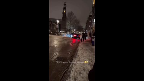 Amsterdam turned into a skating rink. The city was covered in ice