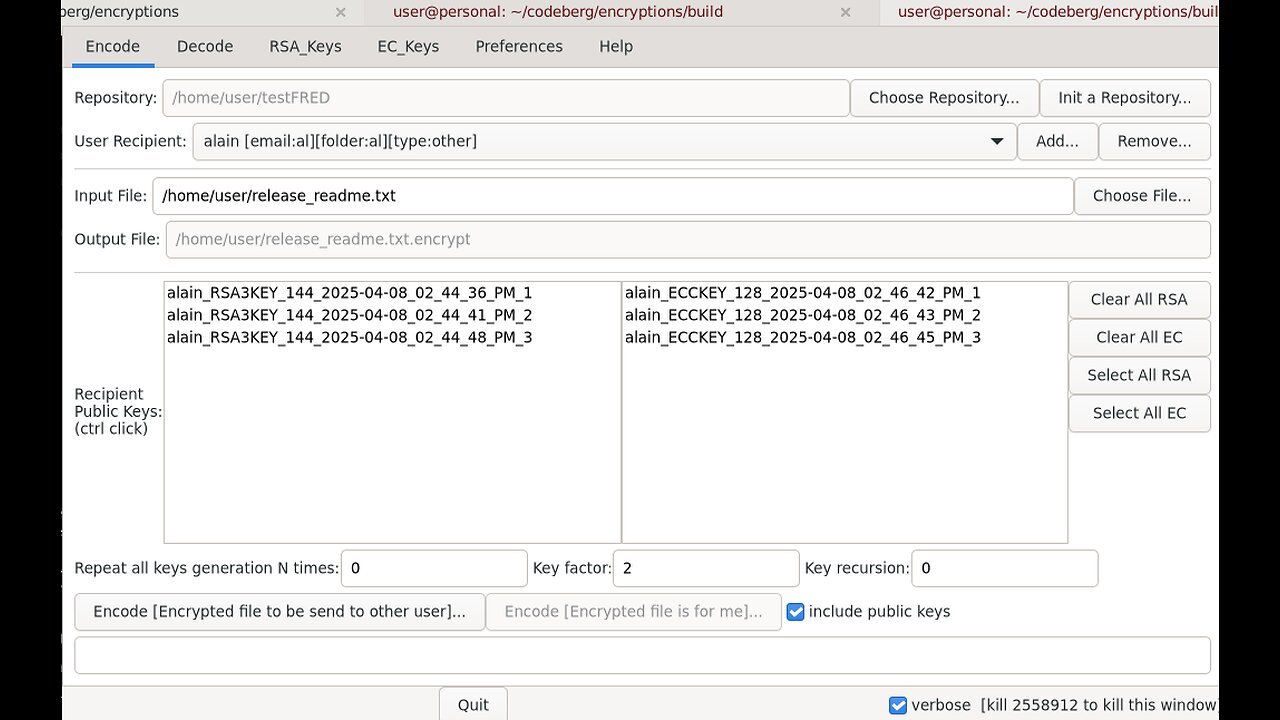 [Encryption GUI interface] Automatic transfer of public RSA/EC keys - perfect secrecy