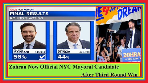 Zohran Now Official NYC Mayoral Candidate After Third Round Win