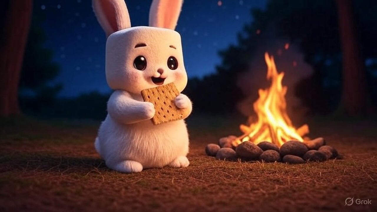 "Adorable Bunny Makes S'mores by the Campfire! 🍫🔥"