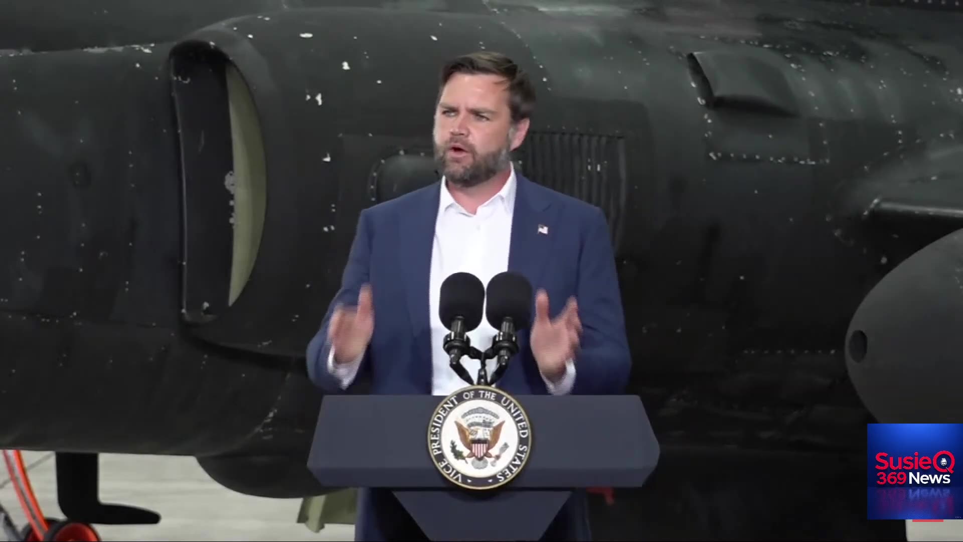 JD Vance speaks at RAF Fairford during visit to US Air Force troops in UK