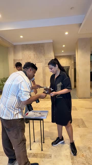 vidya balan seen celebrating her birthday with the media at her residence