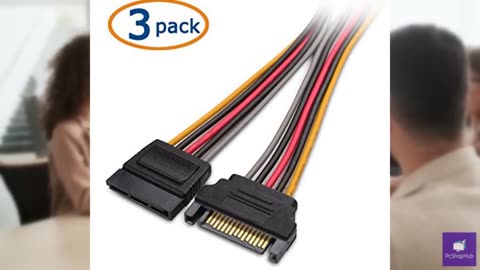 Cable Matters 3-Pack 15 Pin SATA Power Extension Cable - 8 Inches, SATA Power Ca