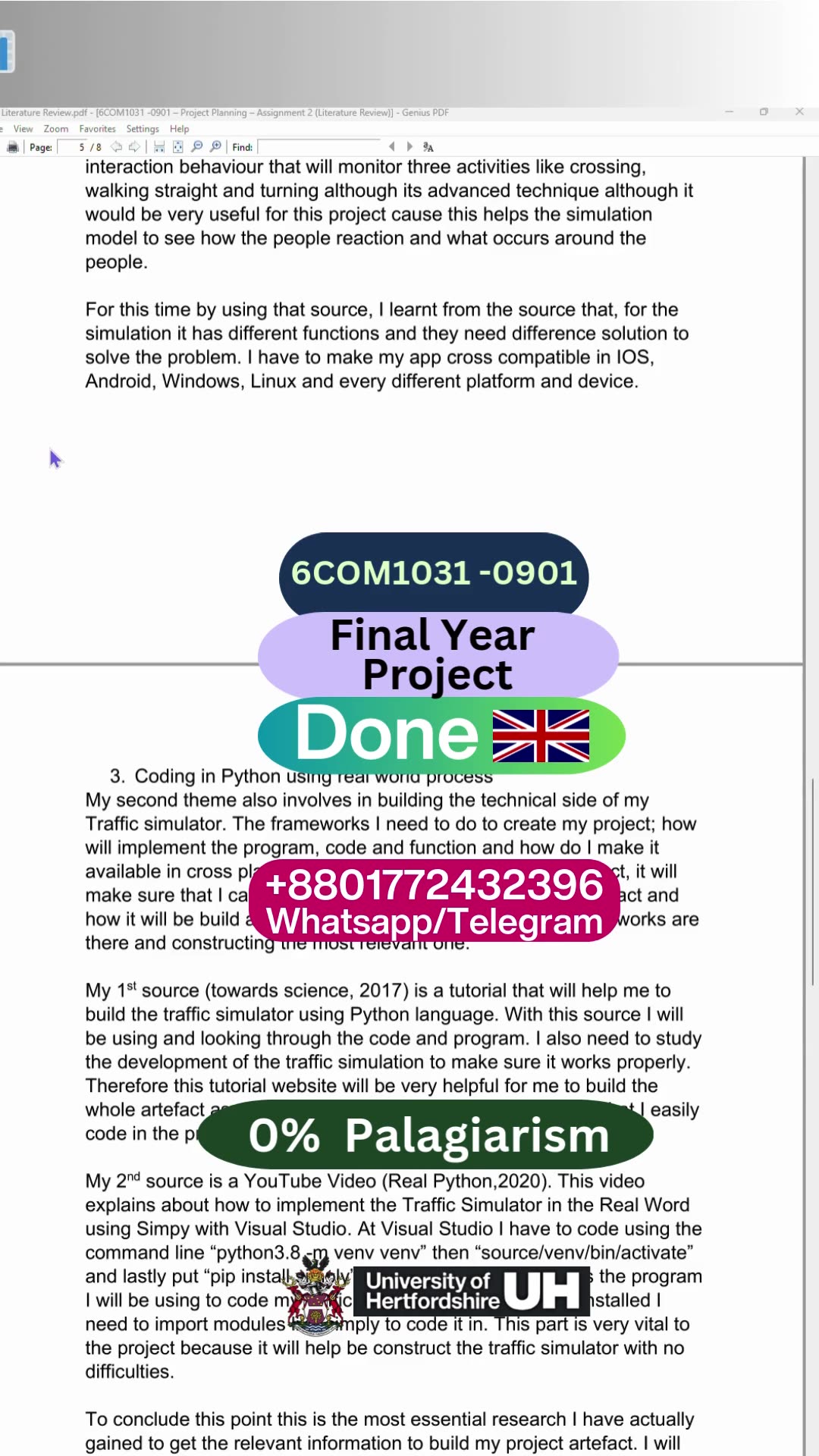 Student Work (Project) |6COM1031 Final year project AI Traffic Simulation – Literature Review | UH Cs