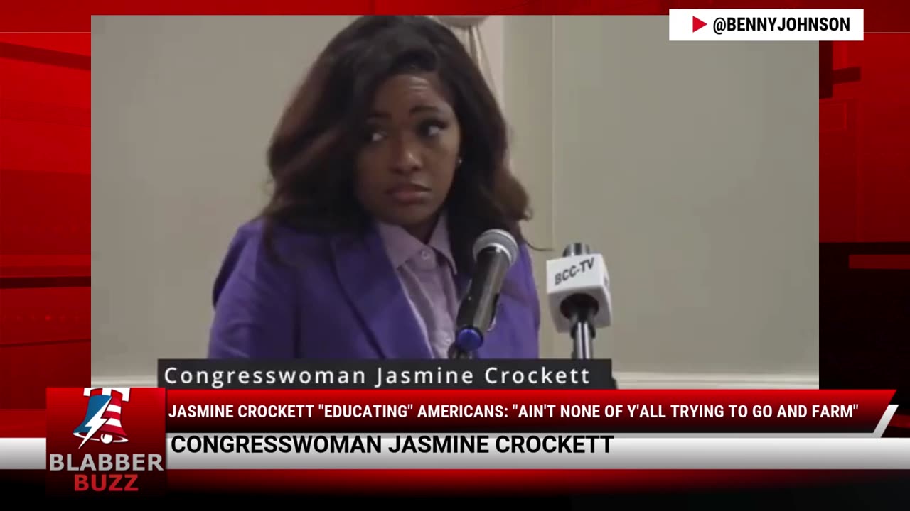 Jasmine Crockett "Educating" Americans: "Ain't None Of Y'all Trying To Go And Farm"