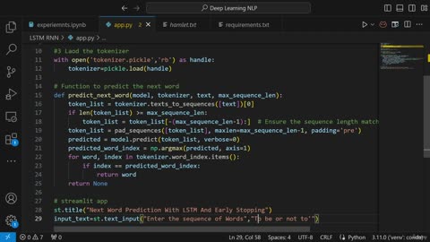 54.5 Streamlit Webapp Integration With LSTM Trained Model Krish Naik ML