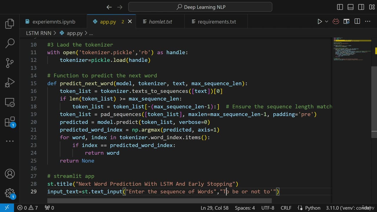 54.5 Streamlit Webapp Integration With LSTM Trained Model Krish Naik ML