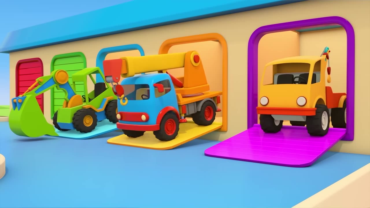 Helper Cars & the broken yellow car. The fire truck saves the day. Learn animals & cartoons for kids