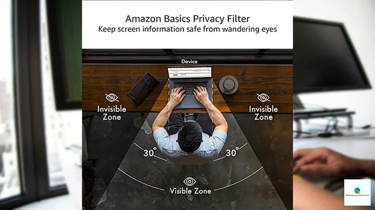 Amazon Basics Privacy Screen Filter - 22 Inch 16:9 Widescreen Monitor, Anti Glare & Blue L