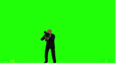 Trump The Felon bombing and shooting a green screen