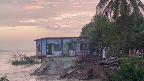 House Falls Into River in Bangladesh