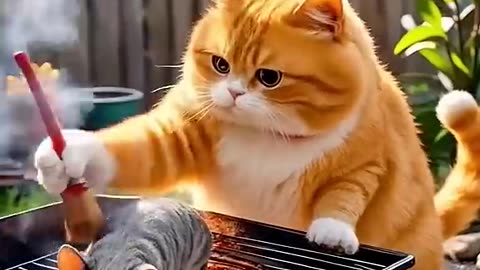 Cat and cow funny video,Ai animation petsvideo #cat #catfunny #wildlife #pets