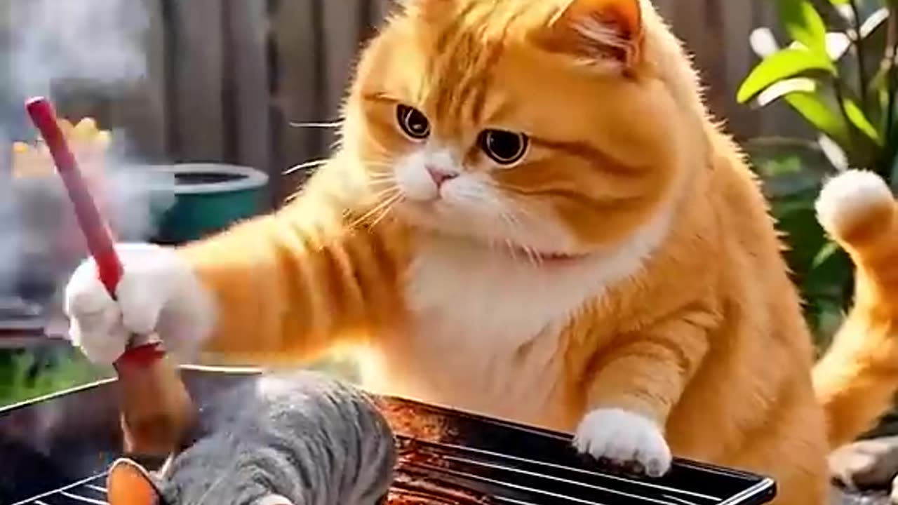 Cat and cow funny video,Ai animation petsvideo #cat #catfunny #wildlife #pets